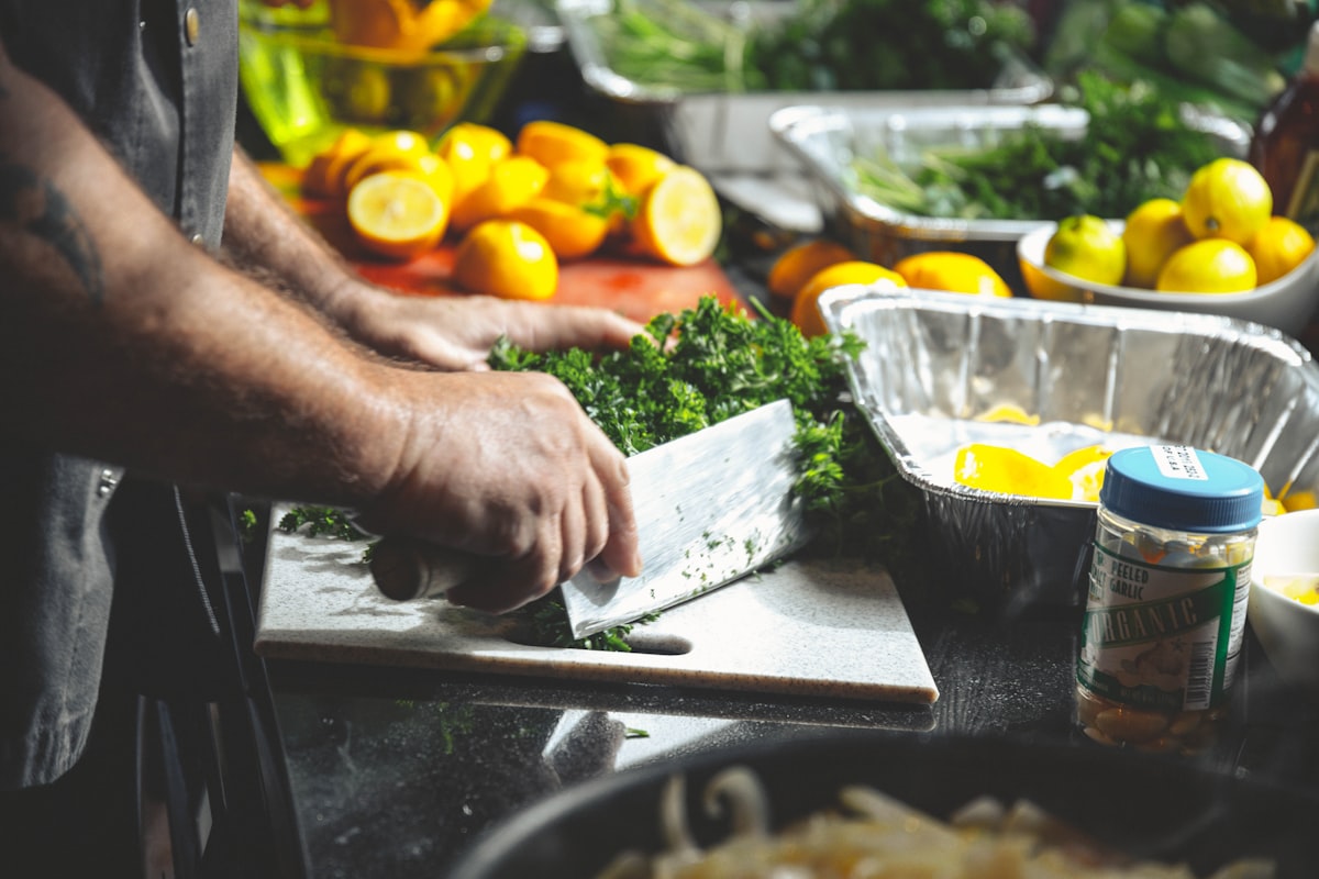 Active man preparing healthy meal